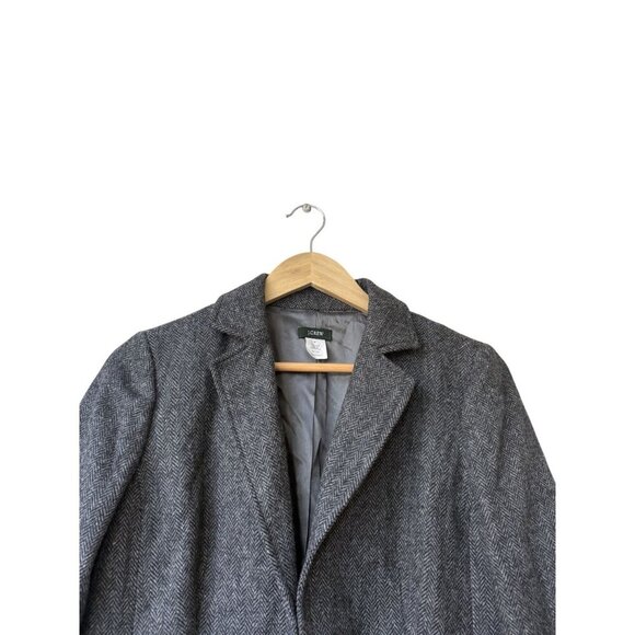 J. Crew Womens Herringbone Blazer 8 Wool Gray Preppy Office Academia Classic - Picture 2 of 9